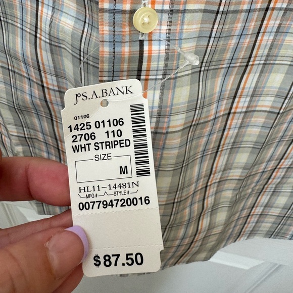 NWT JOS A. BANK MENS SHORT SLEEVE PLAID SHIRT. TRAVELER’S COL. TAILORED FIT. - Picture 8 of 11